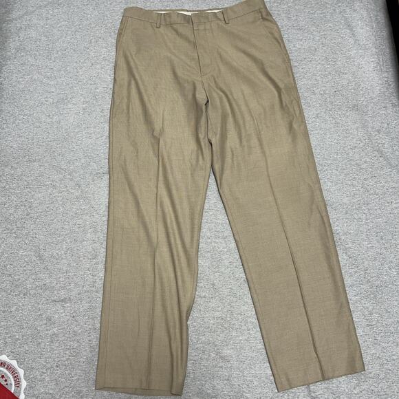 Kenneth Cole Reaction Men’s Dress Pants Beige Flat Front Straight Leg Size 36x32 - Picture 1 of 8